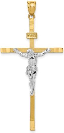 Diamond2Deal 14k Two-tone Gold Crucifix Pendant