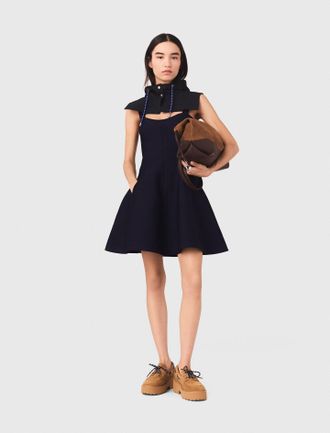 Maje Short Knitted Skater Dress - Navy - Maje