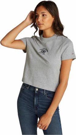 Tommy Jeans Crop-top met varsity-logo voor dames, normale pasvorm (Grijze Heide)