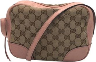 Gucci Pre-owned Cross Body Bags, female, Pink, Size: ONE SIZE Pre-owned GG Canvas Leather Shoulder Bag