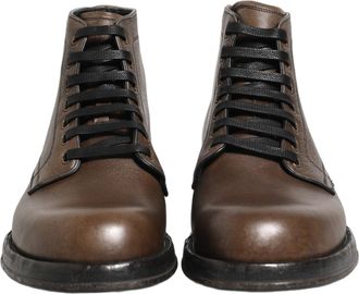 Dolce & Gabbana Brown Perugino Leather Men Ankle Boots Shoes Horse