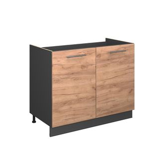 Vicco Mueble Bajo Para Fregadero Fame-line, Roble Dorado/antracita, 100 Cm, Et Roble, Vicco