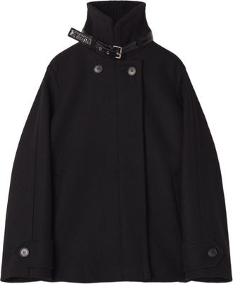 Lanvin Structured Short Coat with Ribbed Collar and Buckle Detail