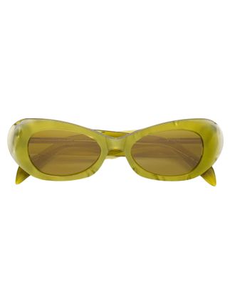 Retro Superfuture Acid Yellow Crystal Oval Sunglasses