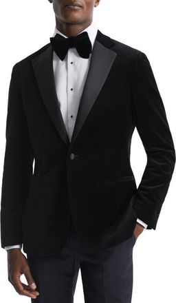 Reiss Ace Black Cotton Stretch Velvet Dinner Jacket at Nordstrom, Size 44Regular