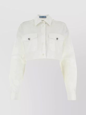 Prada cropped poplin shirt with buttoned cuffs