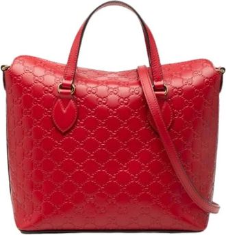 Gucci Pre-owned Linea A Fold-Over Satchel - Dames - Vintage Shopper - Rood - ONE Size - Leer - Vintage