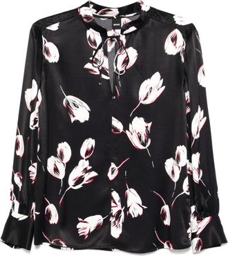 BOSS Blusa a fiori - Nero