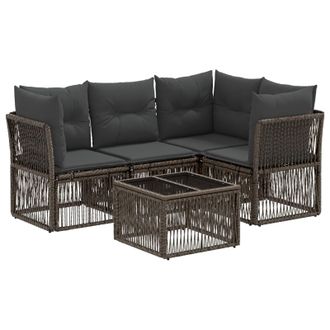 vidaXL Conjunto De Sof&aacute;s De Jard&iacute;n 5 Pcs Gris Rat&aacute;n Sint&eacute;tico Vidaxl