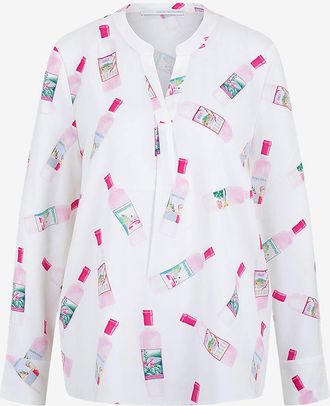 Herzen&rsquo;s Angelegenheit Bluse aus Seide mit Flaschenprint Portofino