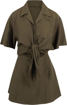Diesel D-Stall Mini Jurk - Dames - Shirt Kleedjes - Groen - L - Linnen - Kleedjes