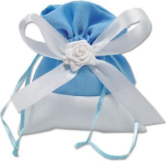Trade Shop Trade Shop - 12 Sacchetti Stoffa Porta Confetti Rosa Bianca Matrimonio Battesimo Bomboniera - Celestial