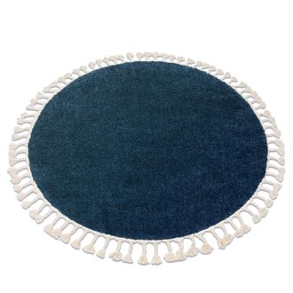 RugsX Rugsx - Alfombra Berber 9000 Circulo Azul Oscuro Franjas Bereber Marroqu&iacute; Shaggy Blue Circulo 120 Cm