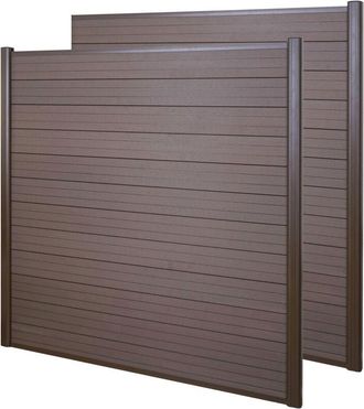 Hhg [NON UTILIZZATO] Frangivento fendivista 2x pannelli privacy Sarthe WPC alluminio premium 375cm marrone