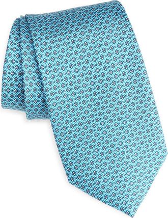 Nordstrom Floral Silk Tie in Teal at Nordstrom