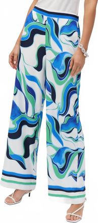 Joseph Ribkoff Woven Abstract Print Wide Leg Pant In Vanilla/ Multi