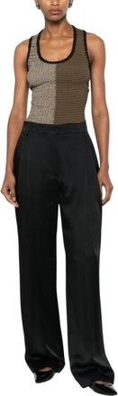 Stella McCartney Geplooide Wijde Broek - Dames - Wijde Broeken - Zwart - XS - Satijn - Broeken