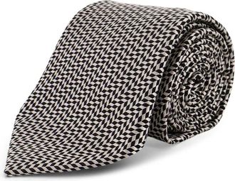 Tom Ford Accessoires, Heren, Zwart, ONE Size, Zijden Stropdas met Micro-patroon