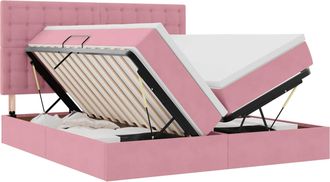 vidaXL Cama De Almacenamiento Led Con Colch&oacute;n Rosa 180 X 200 Cm Vidaxl
