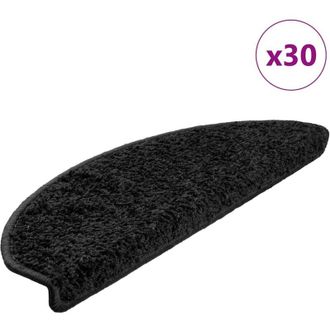 vidaXL Vidaxl - Alfombrillas Para Escaleras 30 Unidades 65x21x4 Cm Negro Semicircular Grande