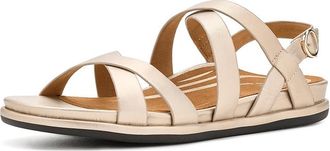 Aetrex Piper Adjustable Quarter Strap Sandals Womens Sandals Champagne : EU 43 (US Womens 11.5-12) M (B), Leather