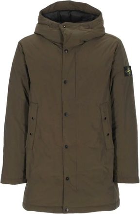 Stone Island Jassen, Heren, Groen, L, Leer, Lange Dons Parka