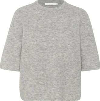 Gestuz Alpha GZ T-shirt - Licht Grijs - Dames - Ronde hals truien - Grijs - XS - Wol - Truien & Vesten