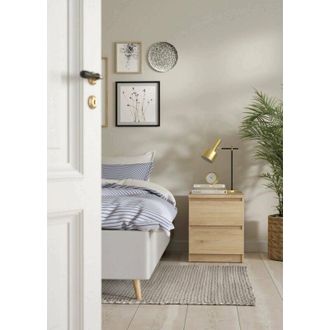 Dmora Dmora - Mesa De Noche Daiki, C&oacute;moda Baja, Mesilla De Noche, Estante De La Cama, 50x40 H50 Cm, Roble Claro