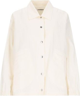 Jil Sander Logo Single-Breasted Jacket - Off-White