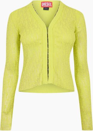 Diesel Womens V-Neck Long Sleeve Slim Fit Sweater - Yellow - Size: 16
