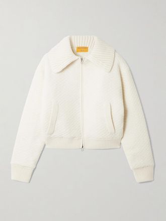 Guest In Residence Bomber Cropped In Misto Lana E Cashmere Cross Country - Crema