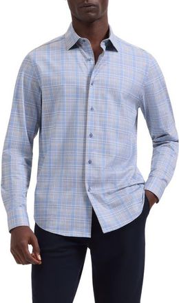Bugatchi Jimmy OoohCotton Plaid Button-Up Shirt in Cobalt at Nordstrom, Size Xxx-Large