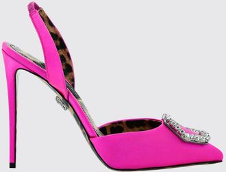 Philipp Plein D&eacute;collet&eacute; slingback in raso ricamato con fibbia gioiello