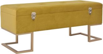 vidaXL Vidaxl - Banco Con Compartimento 105 Cm Color Mostaza De Terciopelo