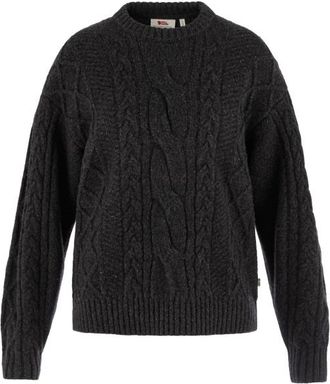 Fj&auml;llr&auml;ven &Ouml;vik Cable Knit Wollpullover f&uuml;r Damen | schwarz