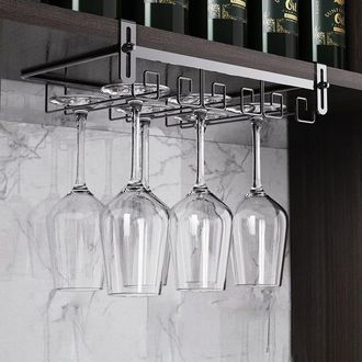 OEM Soporte Colgante Para Copas De Vino Gris Oscuro - Elegante Enfriador Sin Taladro Para 6-9 Copas, 35x22,5x7 Cm