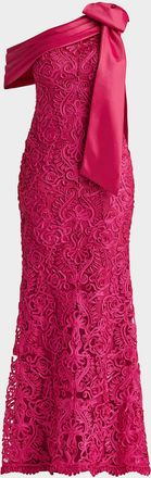 Tadashi Shoji Embroidered One-Shoulder Column Gown