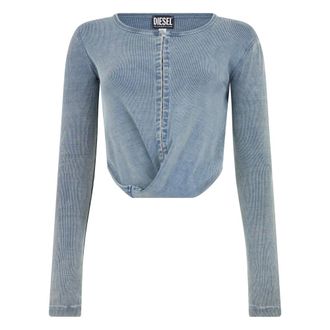 Diesel Camiseta con detalle de nudo - Tops - Mujer - Azul - L