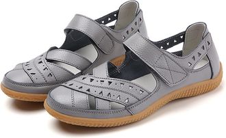 Generic Sandals for Women Ladies Closed Toe Fisherman Flat Sandals Hollow Out Touch Fasterning Closure Roman Sandal Comfort Faux Leather Summer Beach & Pool S