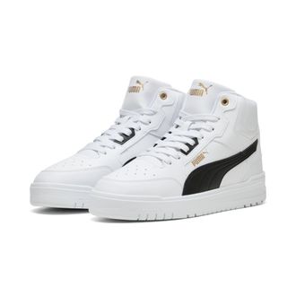 Puma Sneaker PUMA SHUFFLE DOWNTOWN MID, Damen, Gr. 42,5, schwarz-weiss (puma wei&szlig;, puma schwarz, puma gold), Schuhe Sneaker