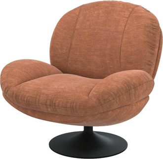 Rendez-Vous D&eacute;co Sill&oacute;n giratorio de tela efecto terciopelo marr&oacute;n