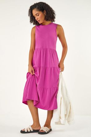 Roman Tiered Midi Smock Dress
