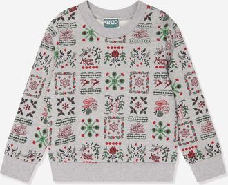 Kenzo Boys Seasonal Print Sweatshirt in Grey - Size 12Y