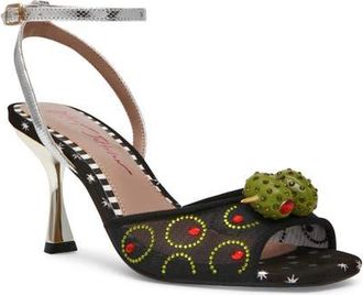 Betsey Johnson Martini Ankle Strap Sandal in Black Multi at Nordstrom, Size 8.5