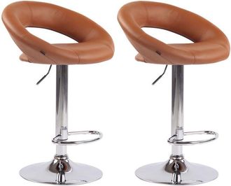 Clp Pack De 2 Taburetes De Barra Olinda En Polipiel Marr&oacute;n Claro Cromado