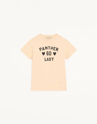 Valentino Cotton Jersey T-Shirt with Panther Lady Print Wo