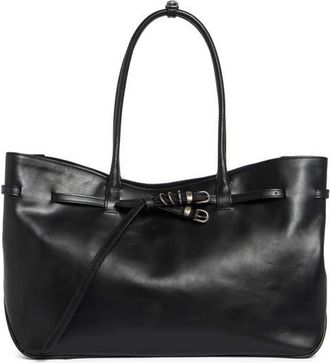 Margesherwood Grandma Large Buckle Suede Shoulder Bag in Black Pull-Up at Nordstrom