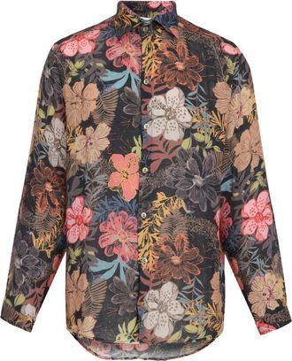 Amir Slama Camicia a fiori con bottoni - Nero