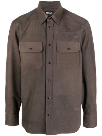 Ermenegildo Zegna calf-suede shirt-jacket - Brown