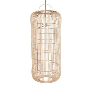 Bazar Bizar L&aacute;mpara colgante de rat&aacute;n en marr&oacute;n 50x50x120 cm